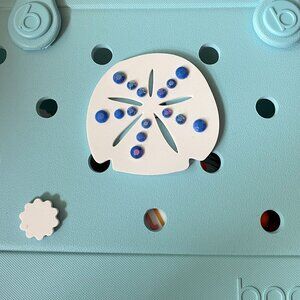 White Sand Dollar with Faux Rhinestones-Screw Back-New